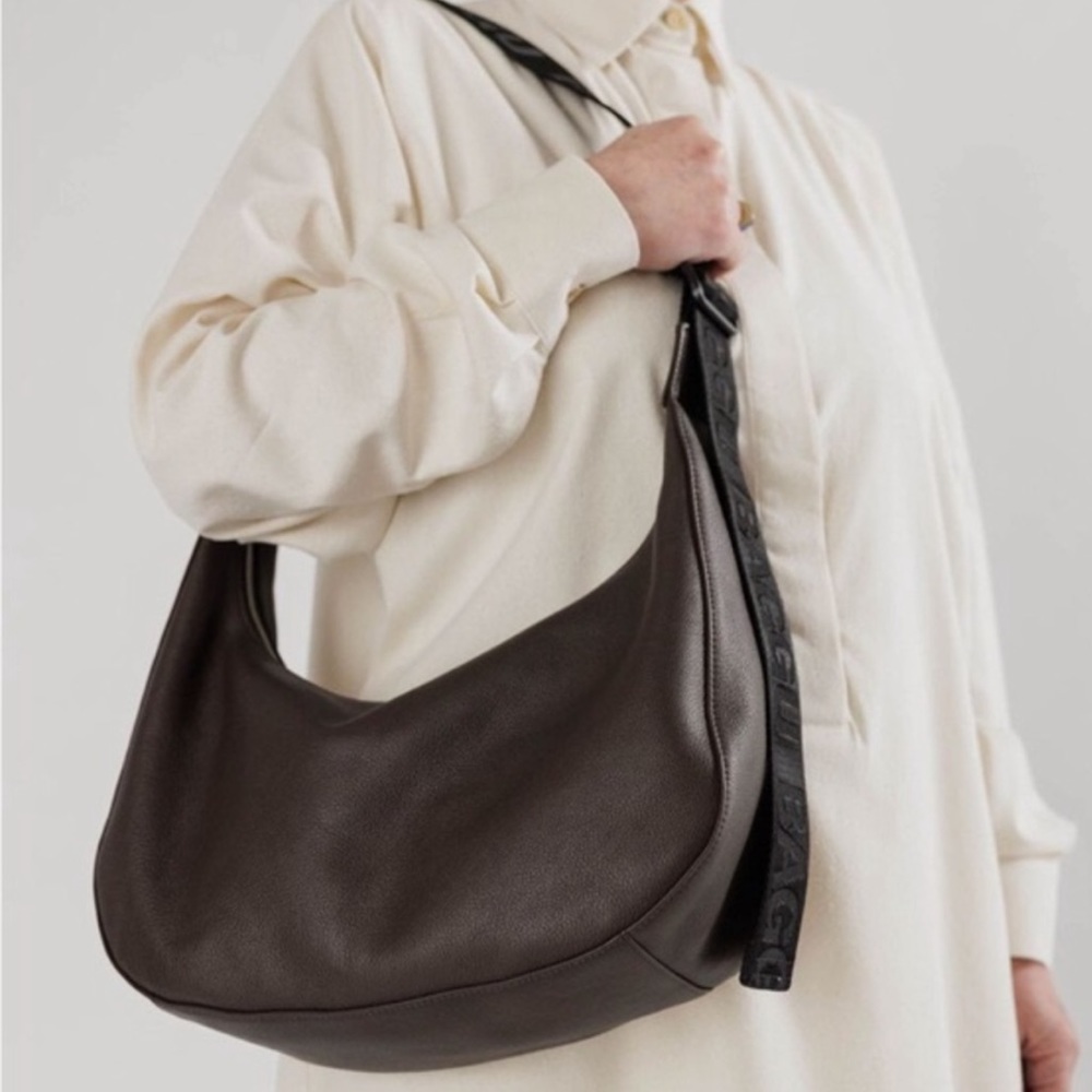 Deadstock Leather Crescent Bag - Chocolate Brown